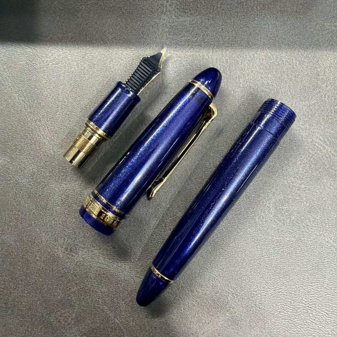 【美品】セーラー万年筆 プロフィットライト MF 14金 シャイニングブルー