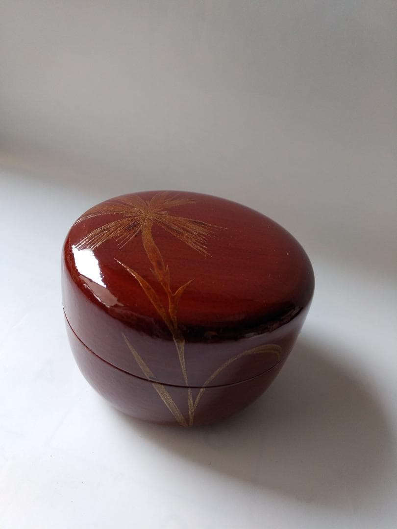 茶道具 茶器 輪島塗 撫子蒔絵 平棗 榎木盛 漆器 漆芸 共箱 共布 栞 新品