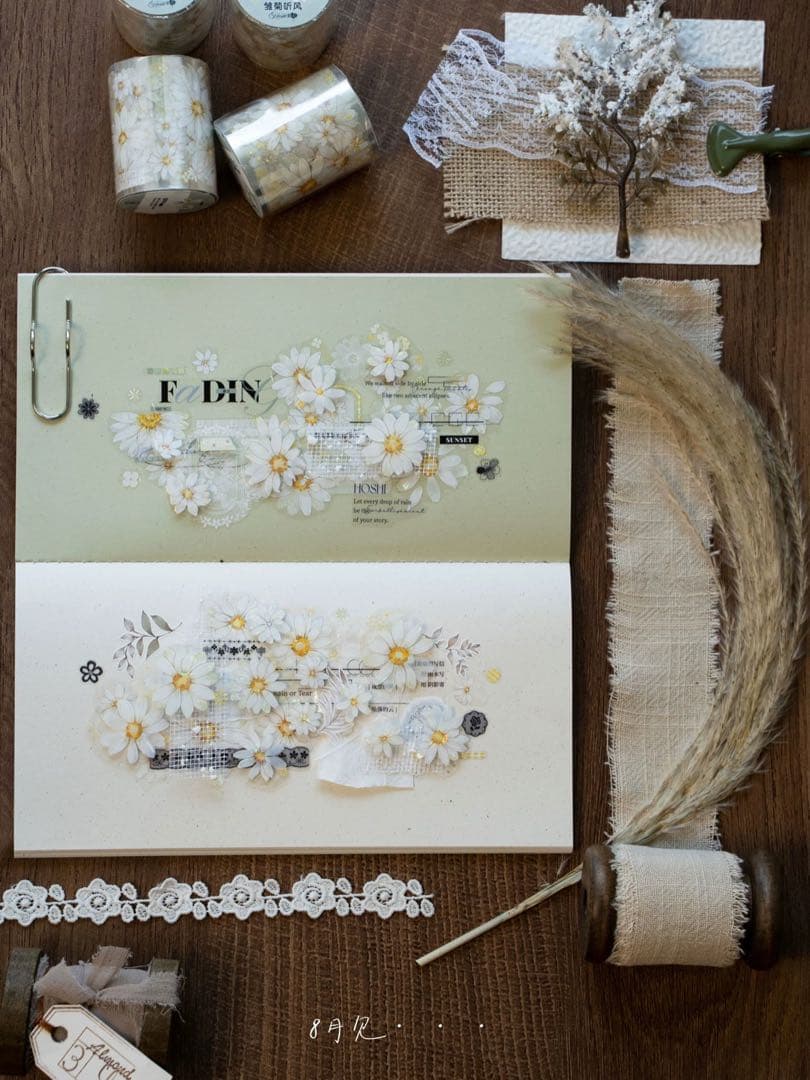 Hoshi奶芙《雏菊听风》海外マスキングテープ　マステ 【2674】