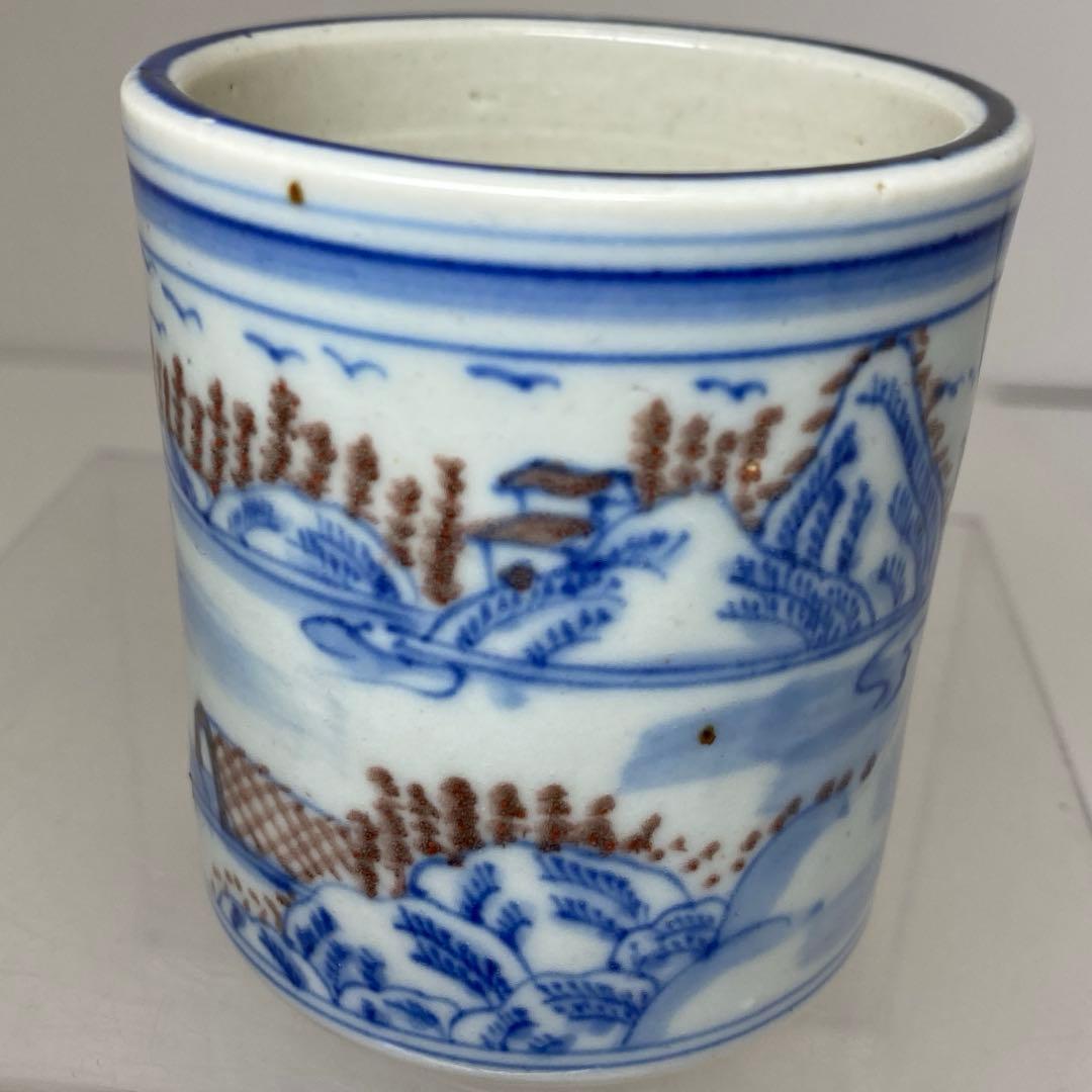 中国清朝時代　釉哀紅筆入筒　高さ6.8㎝　トヒチ　東な8-0121☆2F