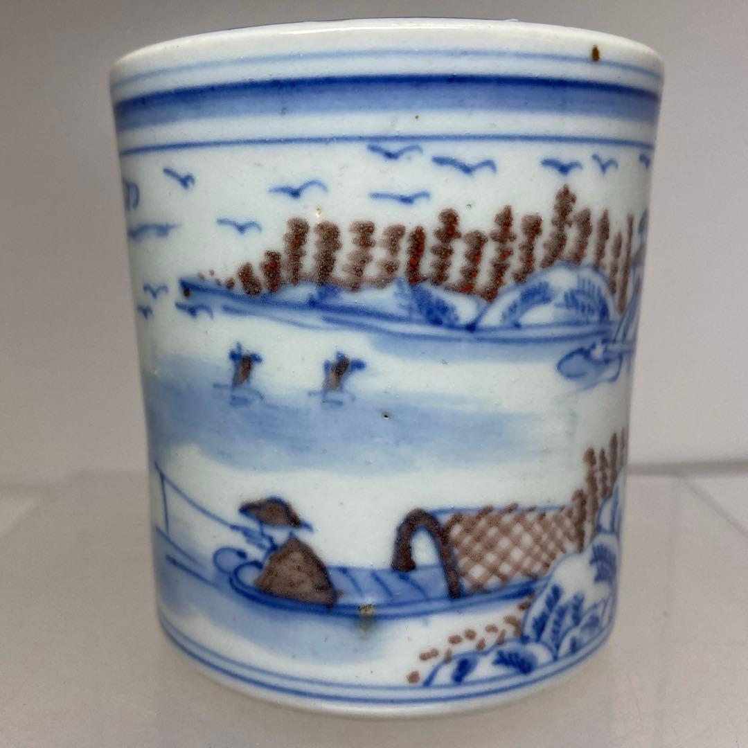 中国清朝時代　釉哀紅筆入筒　高さ6.8㎝　トヒチ　東な8-0121☆2F