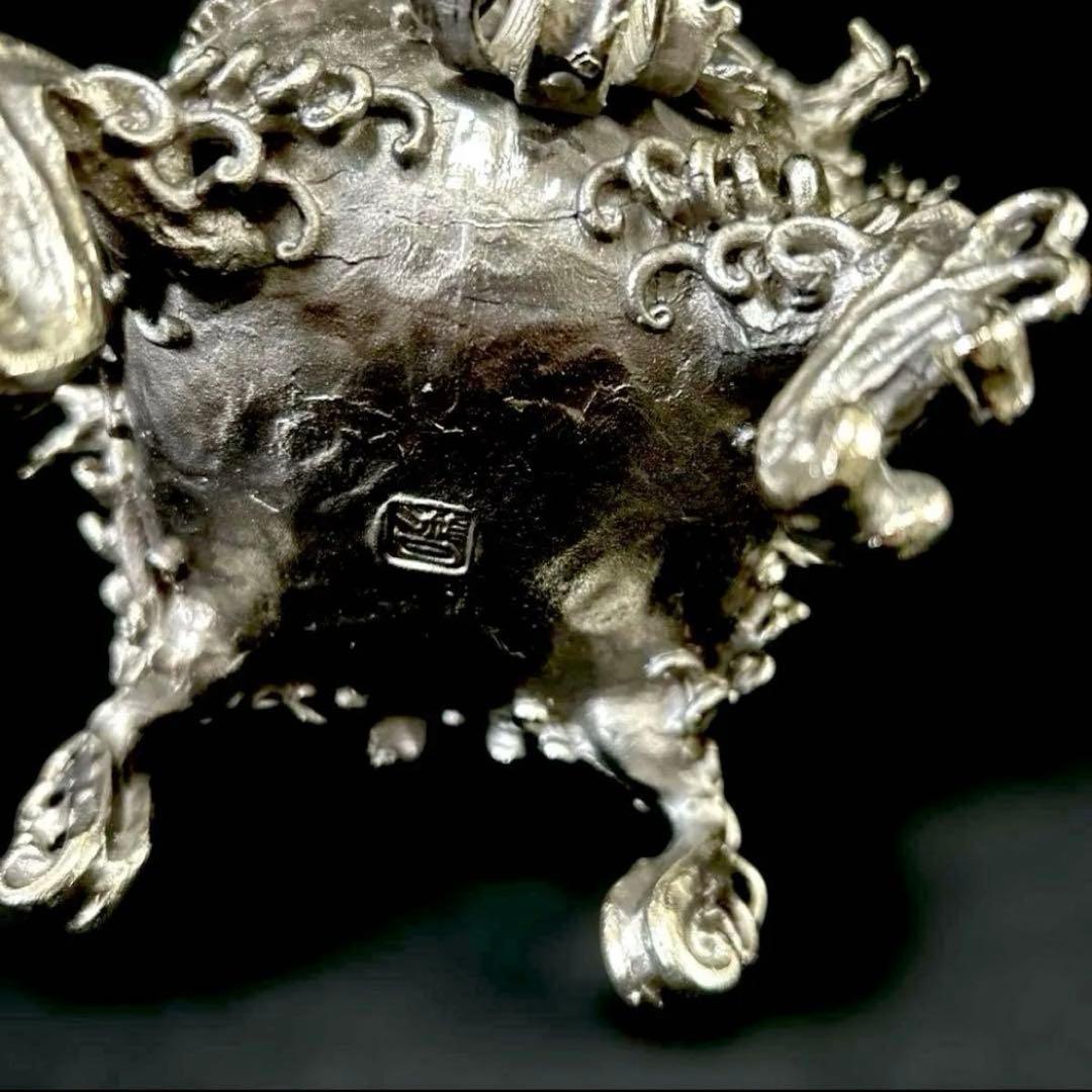 ・伝統工芸 高岡銅器 洋銀 香炉 龍摘 双鳳凰耳　須賀月芳　共箱　保証書付き