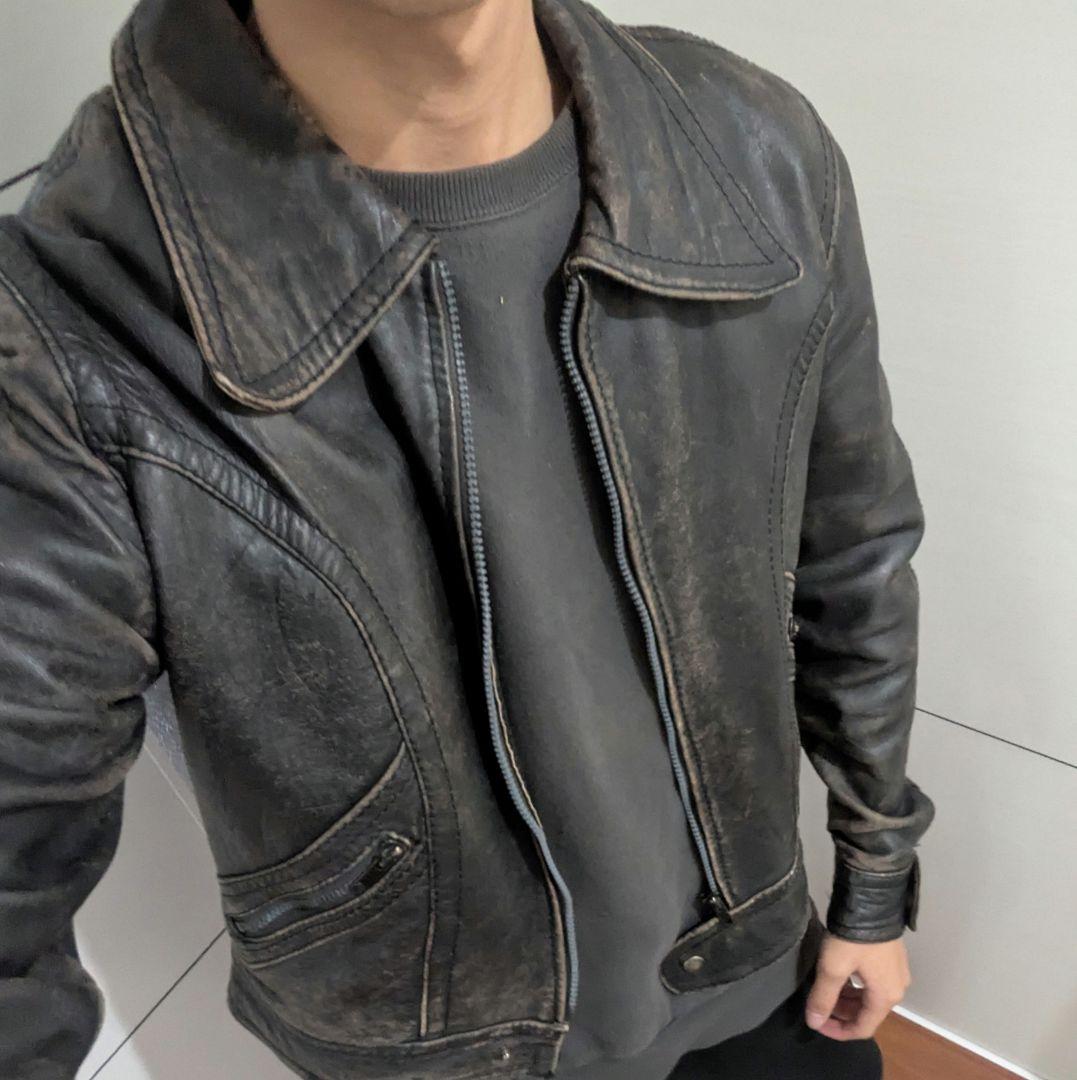 ジャケット・アウター archive faded single leather jacket