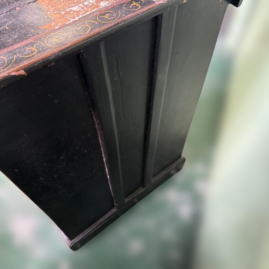 ★インド 手描き装飾の木製タンス キャビネット 家具 アンティーク 格安