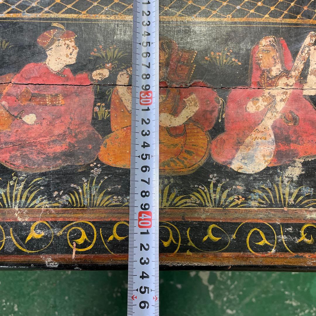 ★インド 手描き装飾の木製タンス キャビネット 家具 アンティーク 格安