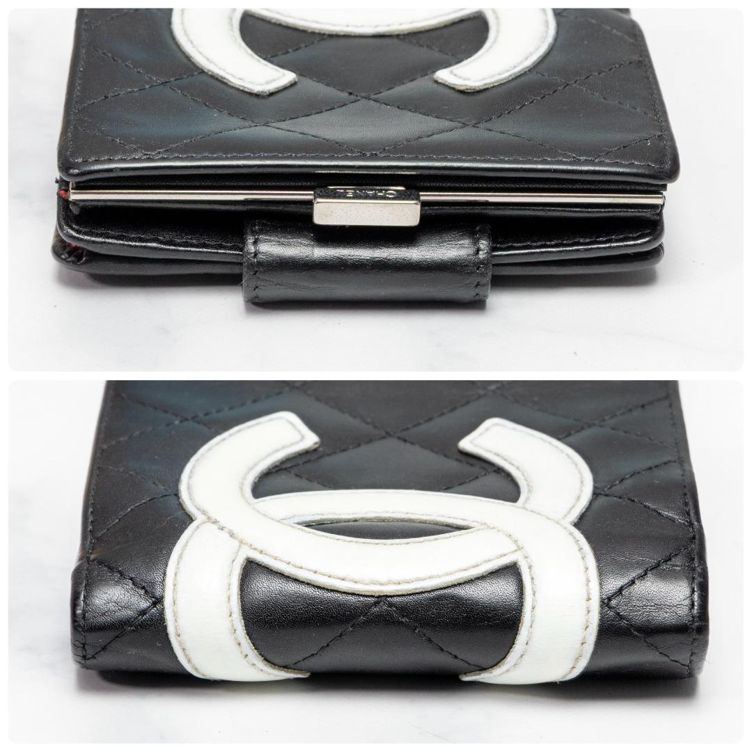 CHANEL シャネル 二つ折り 財布 カンボンライン ブラック