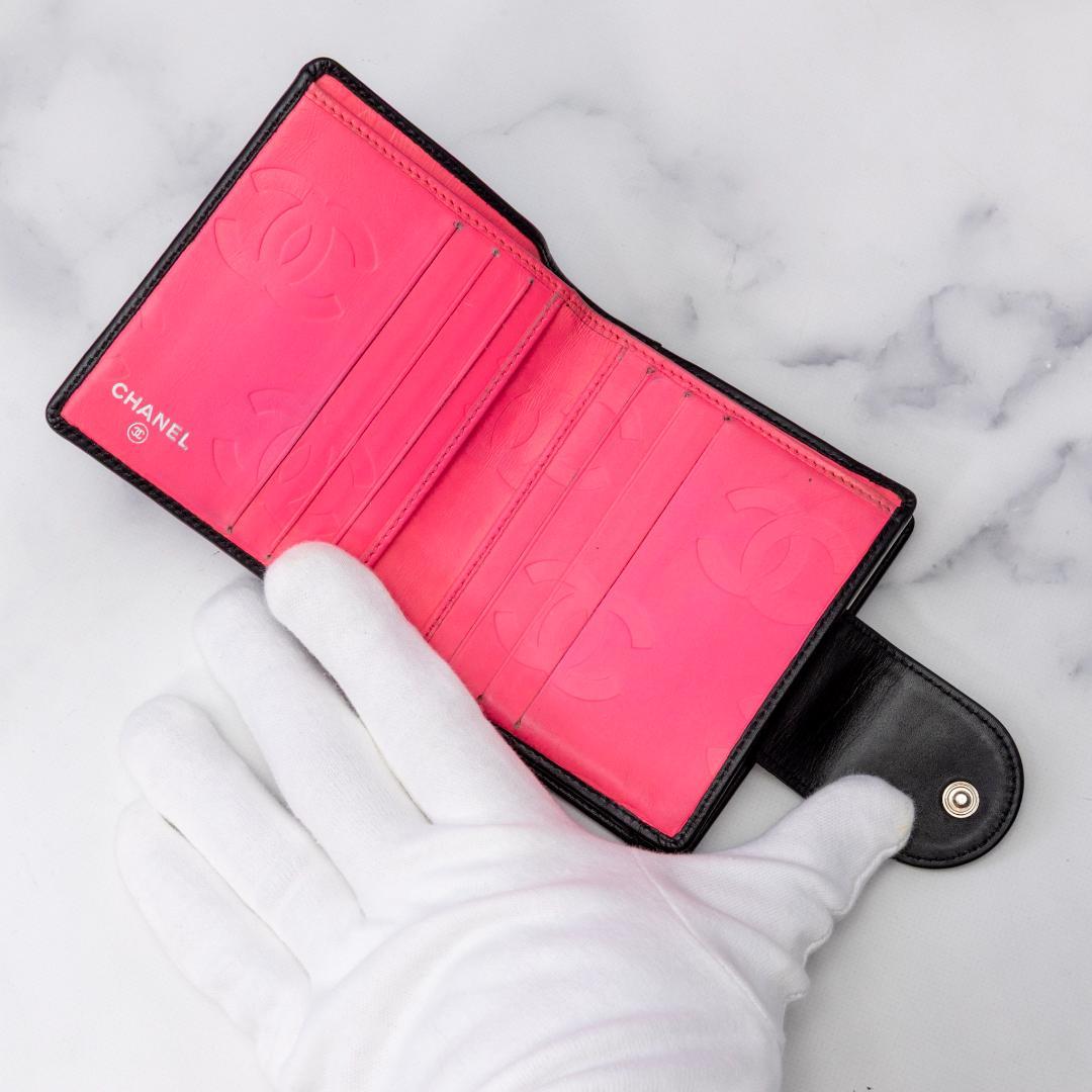 CHANEL シャネル 二つ折り 財布 カンボンライン ブラック