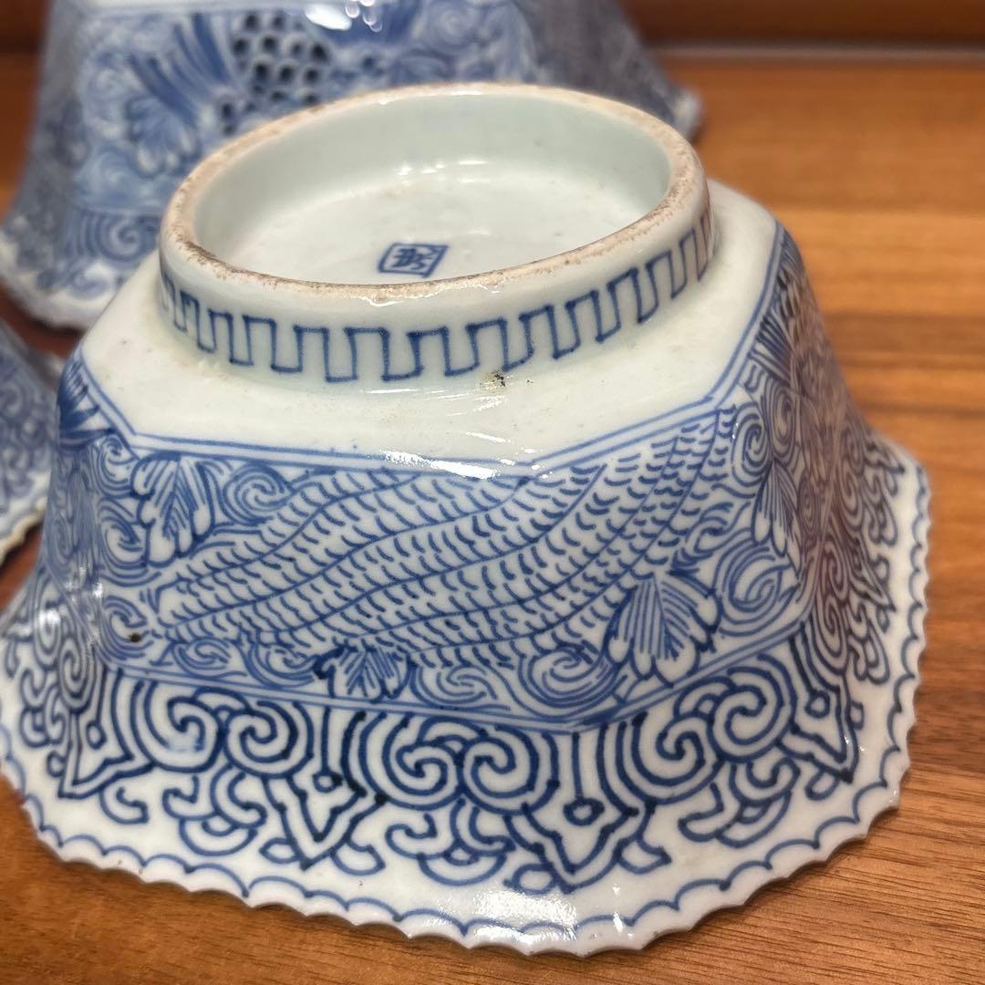 江戸時代□古伊万里　三つ重ね　どんぶり 正月