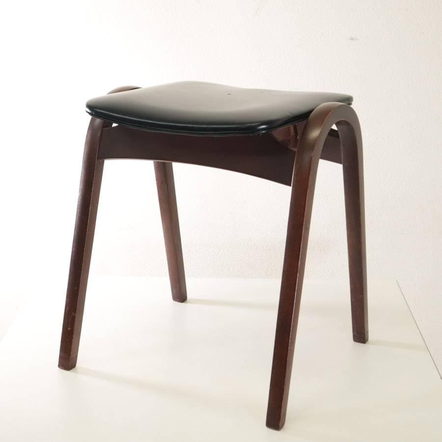 秋田木工 IDC大塚 No.202 剣持勇 スタッキングスツール 黒 PVC⑤