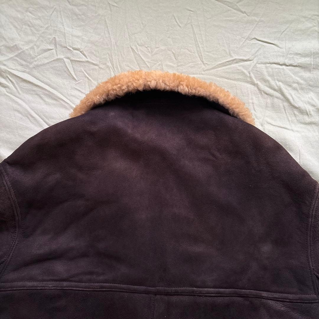 【90s】vintage ブラックムートン ギャングコート 本革 ボア チェーン