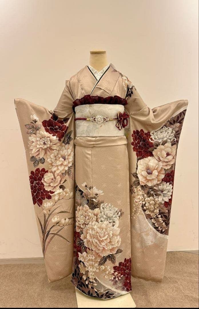くすみ系　振袖振袖フルセット　牡丹
