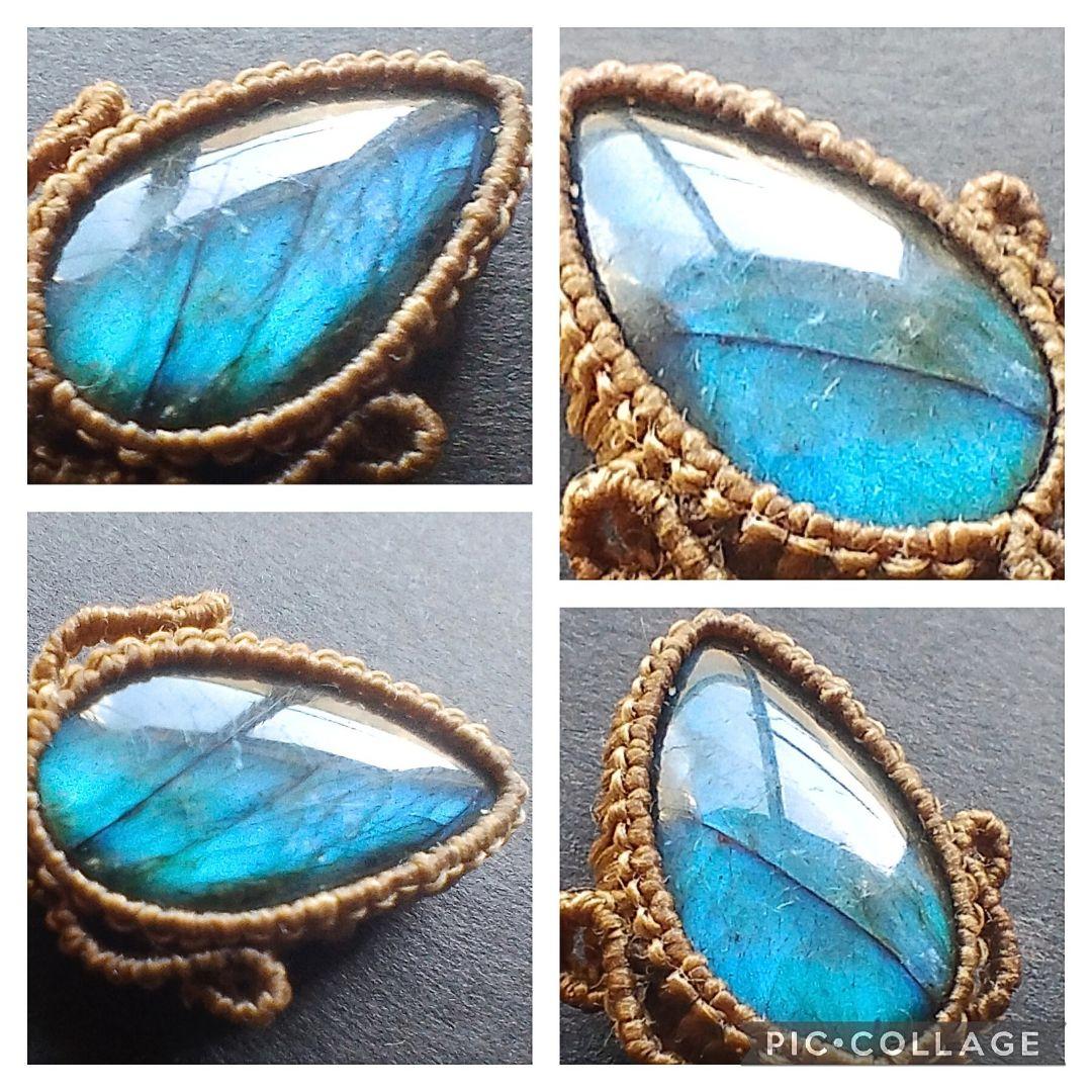 【専用】ラブラドライト＆グリーンストロベリークォーツのマクラメ編みネックレス