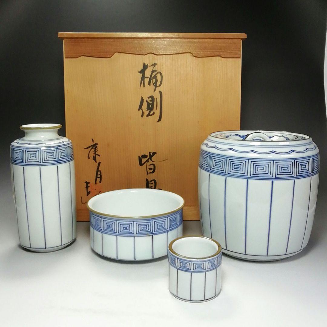 Ｓ６７８　皆具　『桶側　皆具』『鈴木康月造』　共箱　茶道具