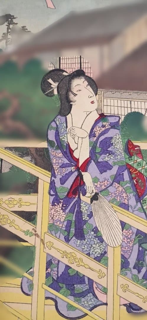 浮世絵版画、東繪畫夜競大久保彦左衛門、橋本周延（楊洲)画明治19年出版