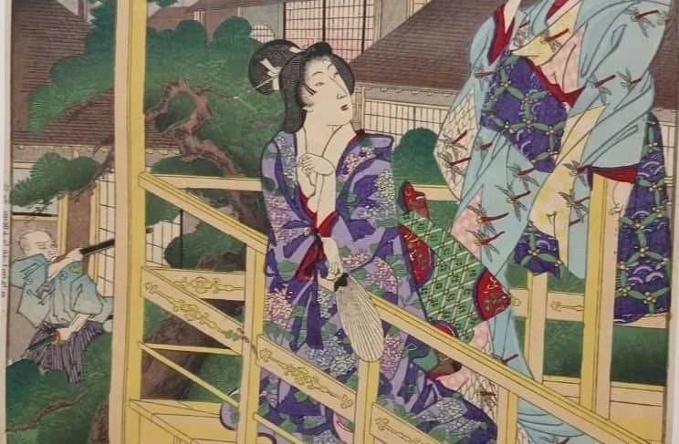 浮世絵版画、東繪畫夜競大久保彦左衛門、橋本周延（楊洲)画明治19年出版