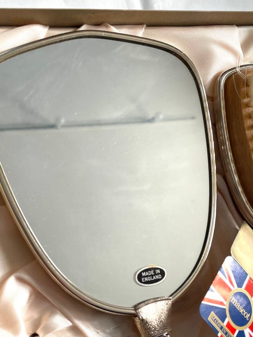 イギリス製 mascot 化粧台セット アンティーク 高級ミラー ブラシセット