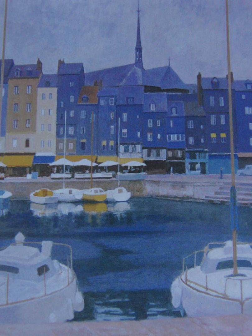 大附晋、【ノルマンディーの港町】、希少な額装用画集より