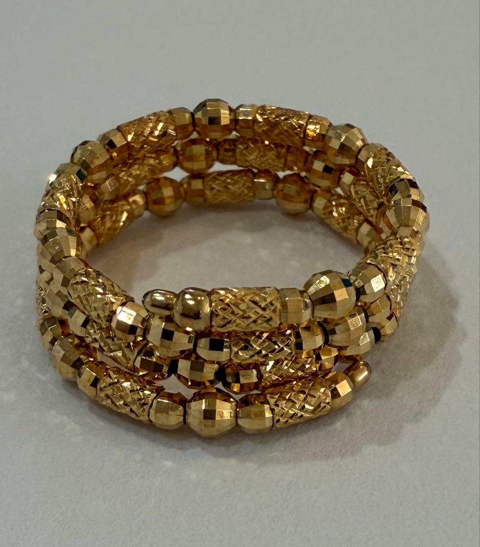 K18 3連フリーサイズリング