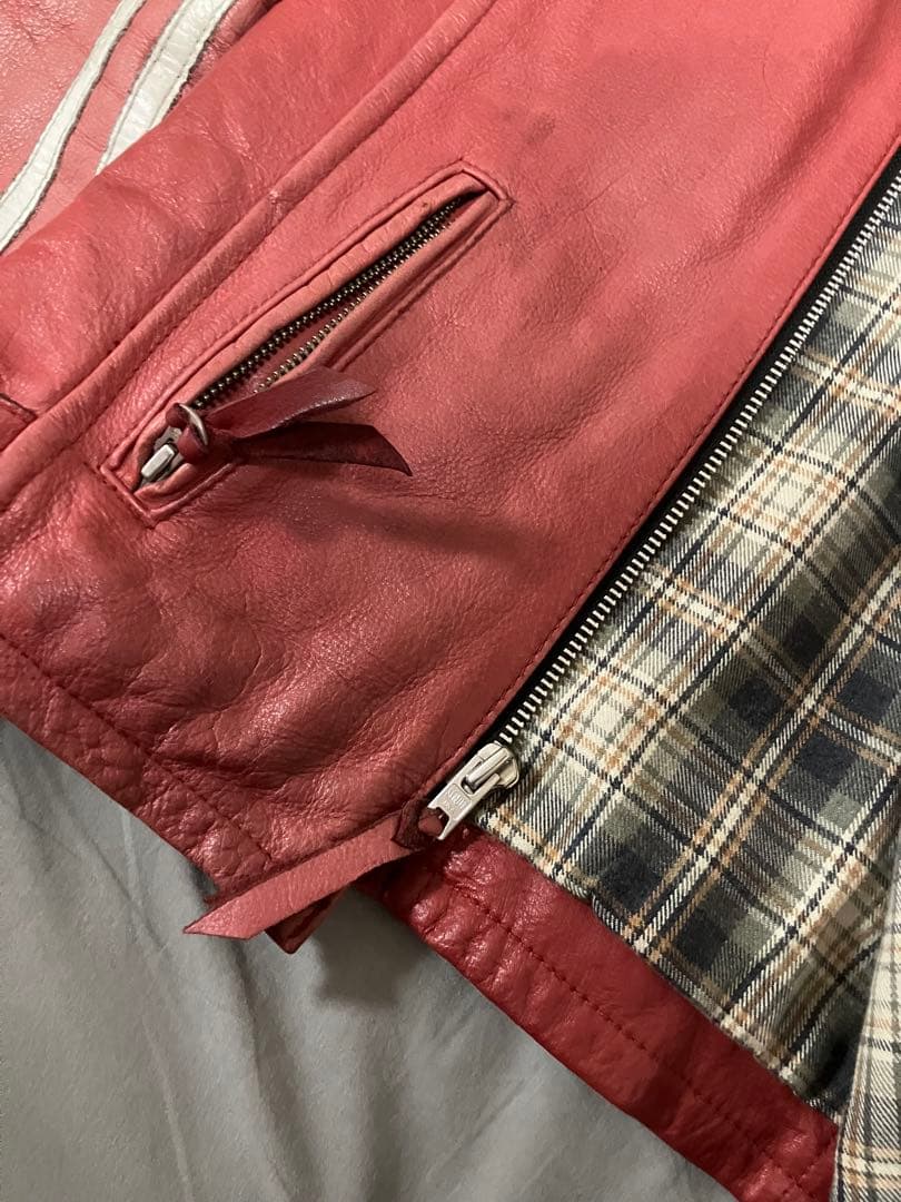 希少 Schottクラシックレーサージャケット レッド XS ラムレザー 羊革