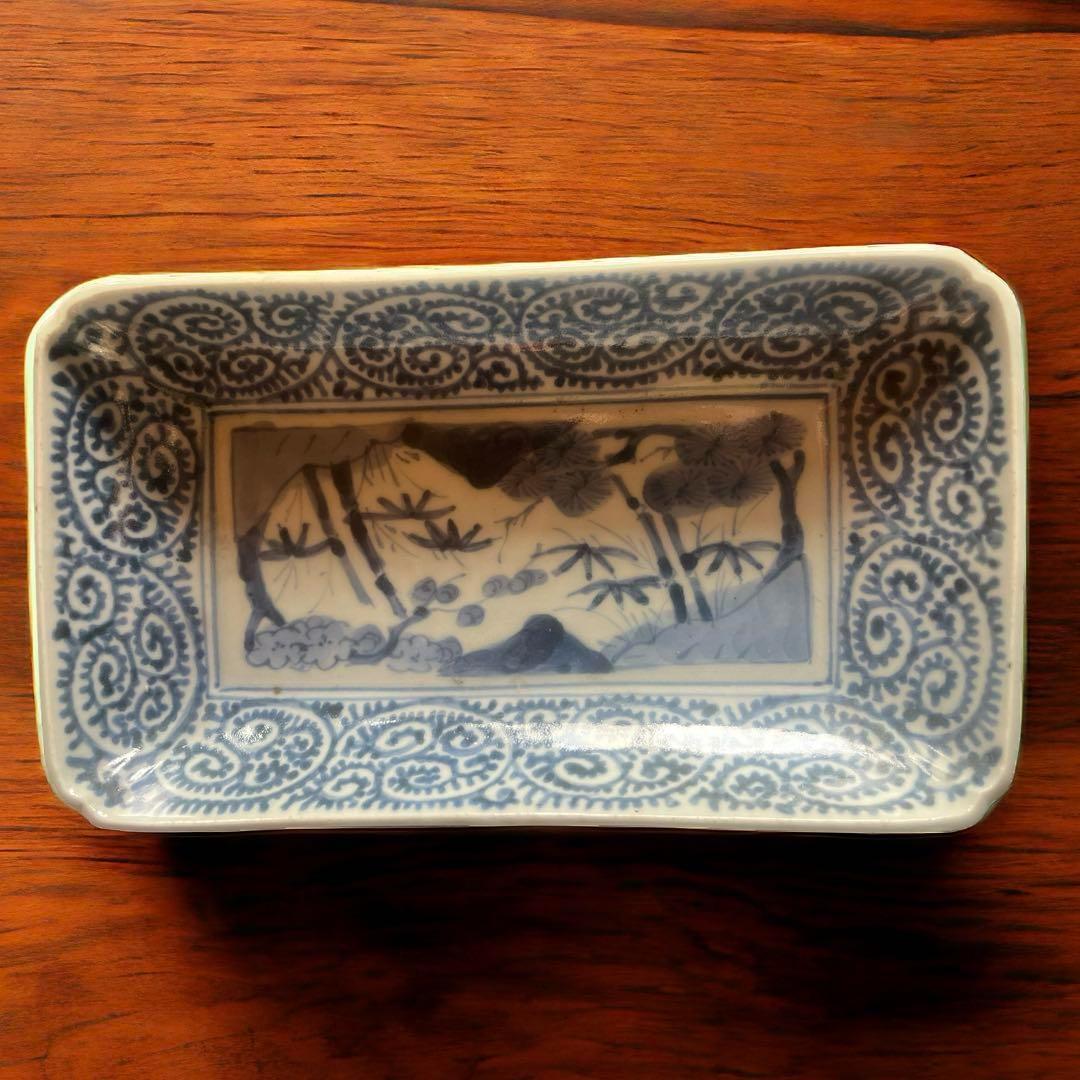 江戸時代【富貴長春】骨董品 アンティ ーク⭐️ 蛸唐草 古伊万里 長皿 レトロ