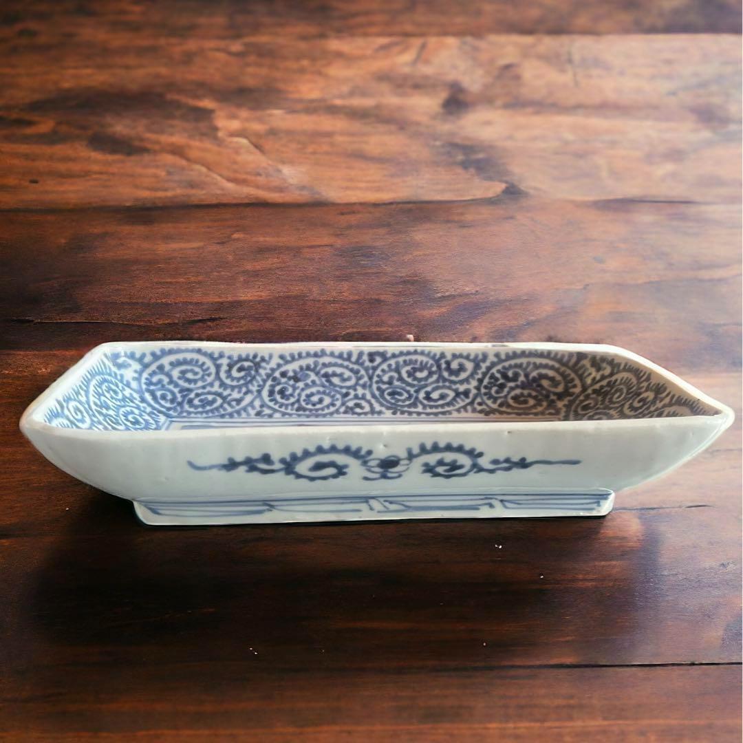 江戸時代【富貴長春】骨董品 アンティ ーク⭐️ 蛸唐草 古伊万里 長皿 レトロ