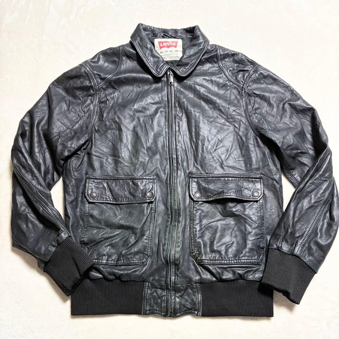 【状態良好】Levi's☆レザージャケット☆羊革☆ブラック☆XXLサイズ☆大きめ