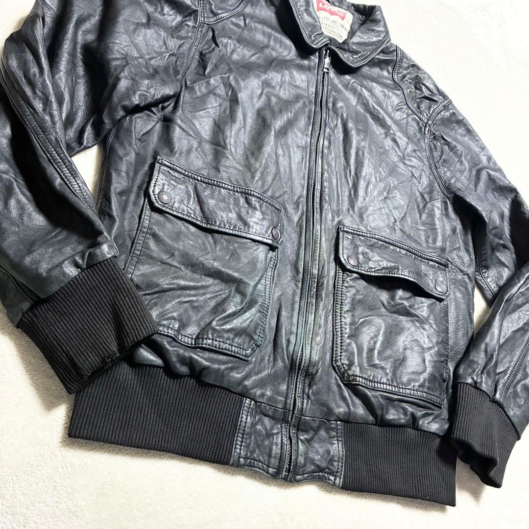 【状態良好】Levi's☆レザージャケット☆羊革☆ブラック☆XXLサイズ☆大きめ
