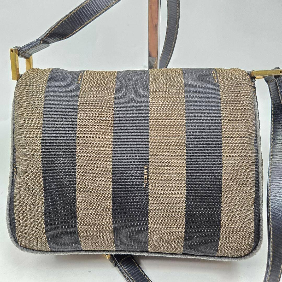 美品 FENDI ショルダーバッグ ペカン柄 キャンバス レザー