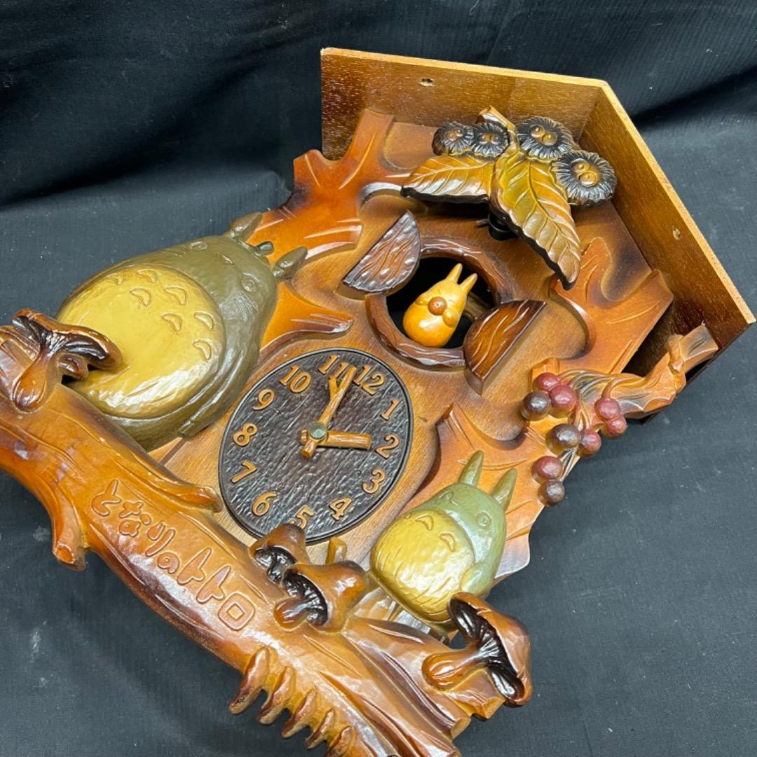 〇Ed左横1018 となりのトトロ 掛け時計 木製 インテリア