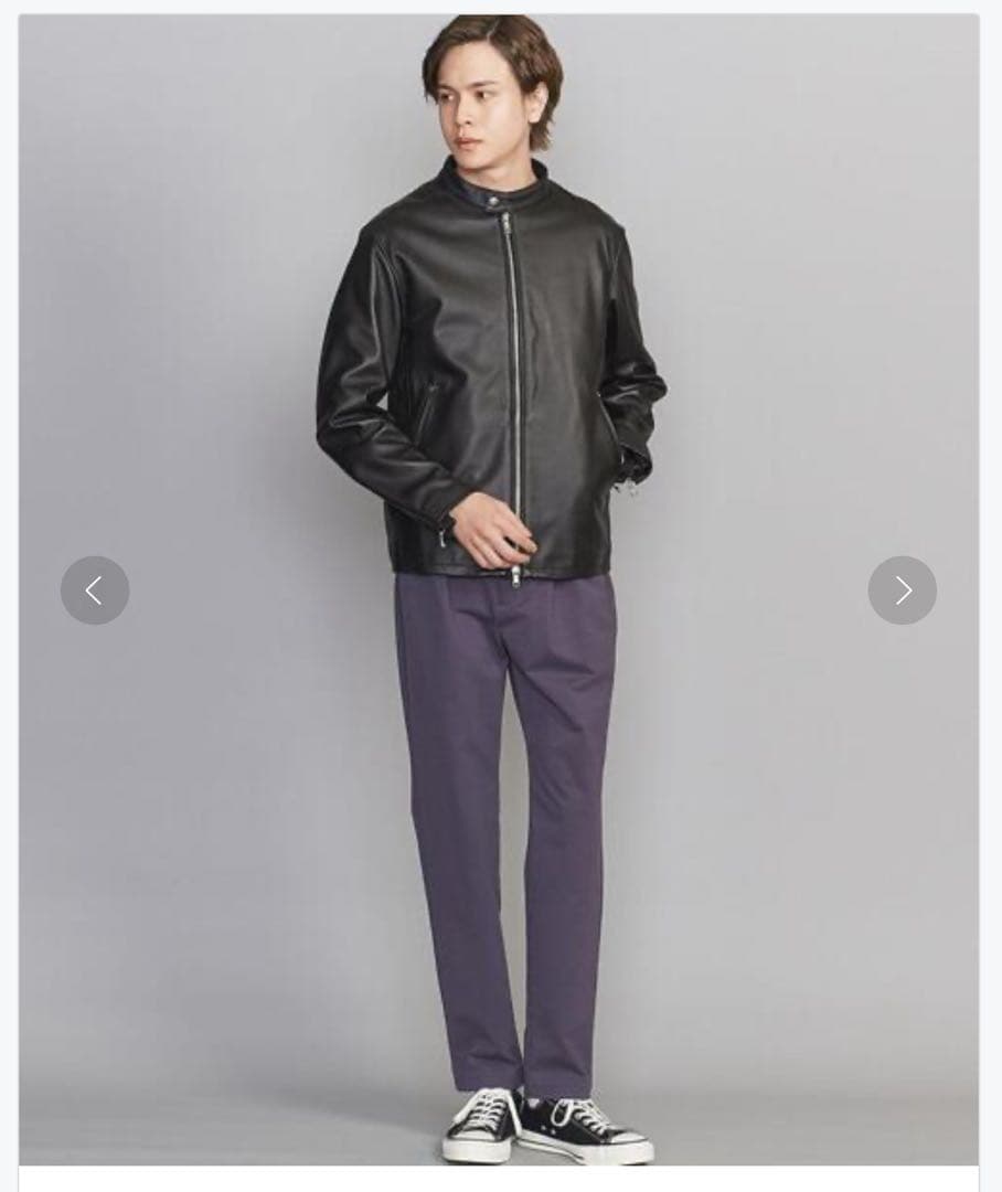 B&Y ラムレザー シングルライダースジャケット ブラック XL