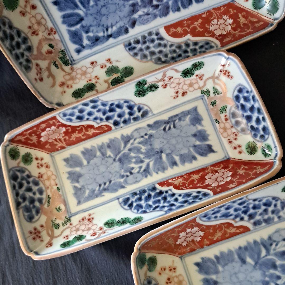 「high level 古伊万里長皿の美！」 色絵皿3客セット 骨董アン