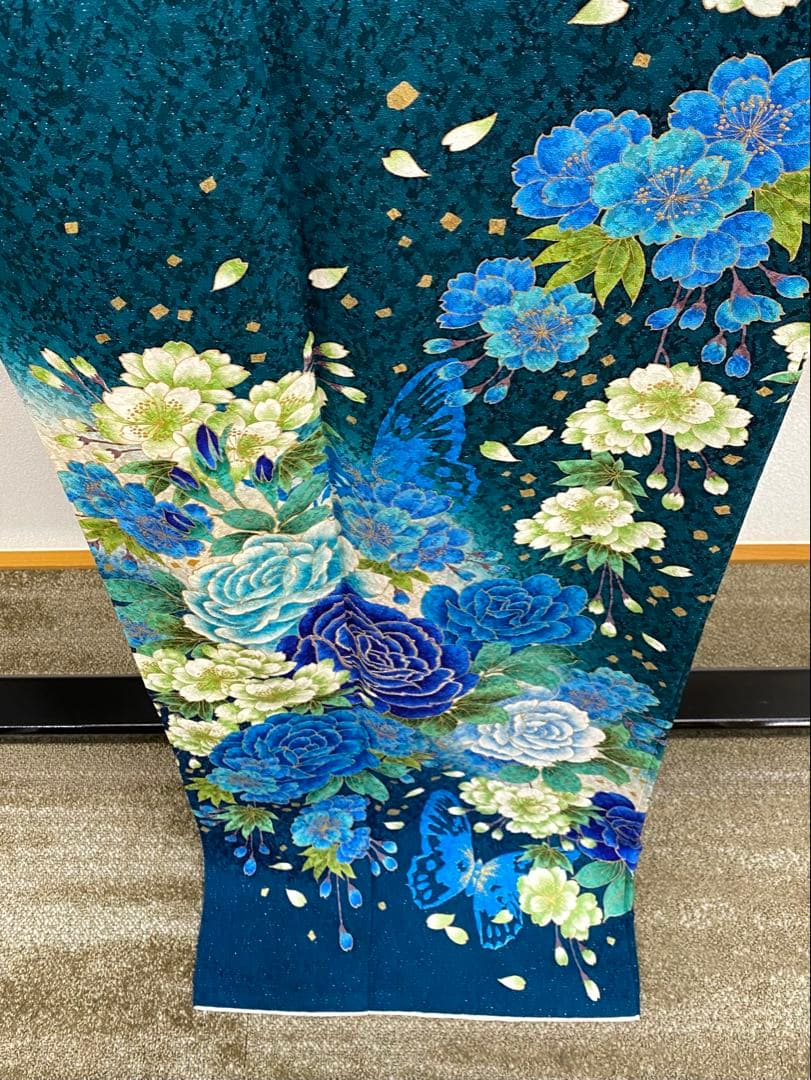 振袖 豪華 銀通し 刺繍 金彩 紋意匠 身丈168cm パールトーン加工済