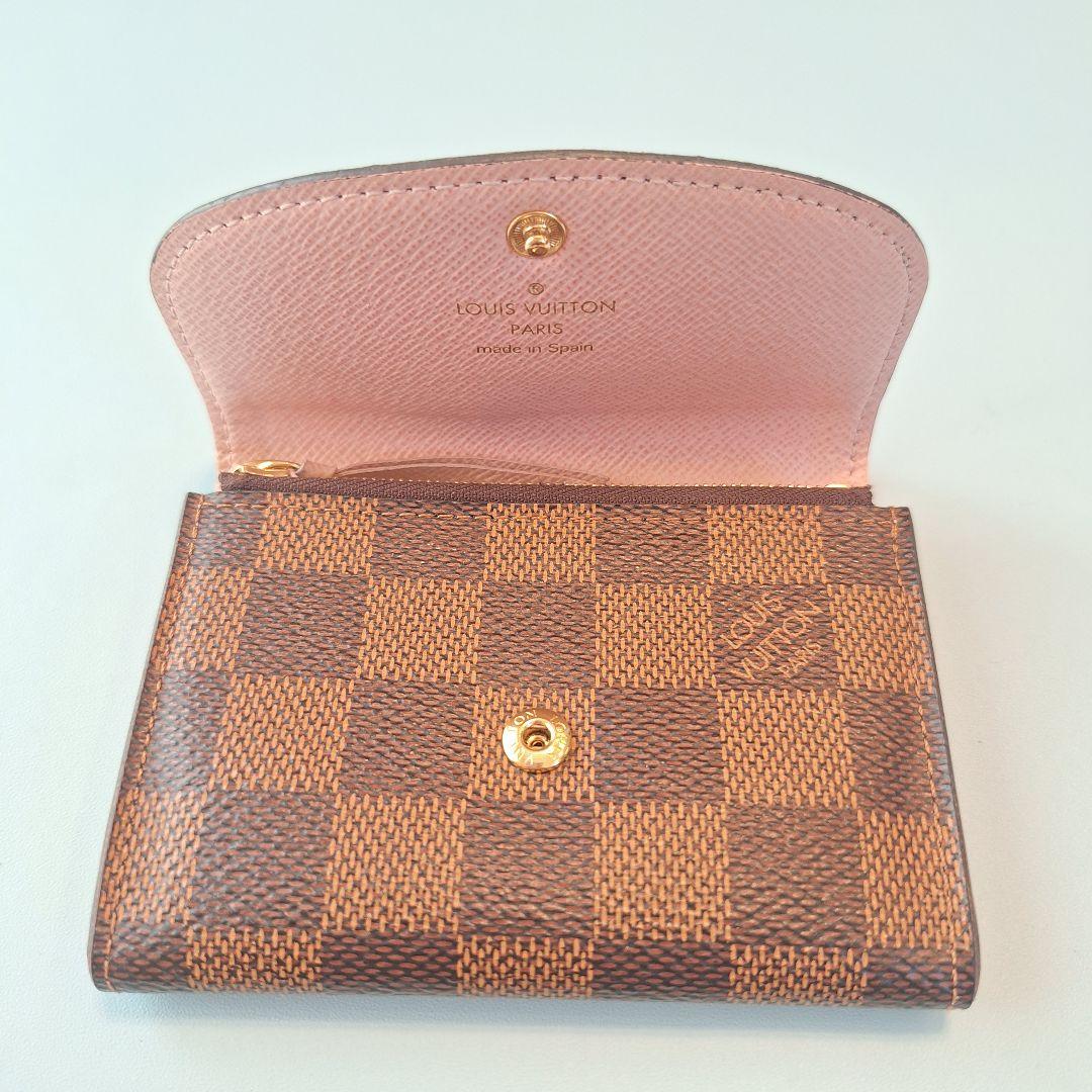 ルイヴィトン ポルトモネロザリ ダミエ 折り財布 ローズバレリーヌ