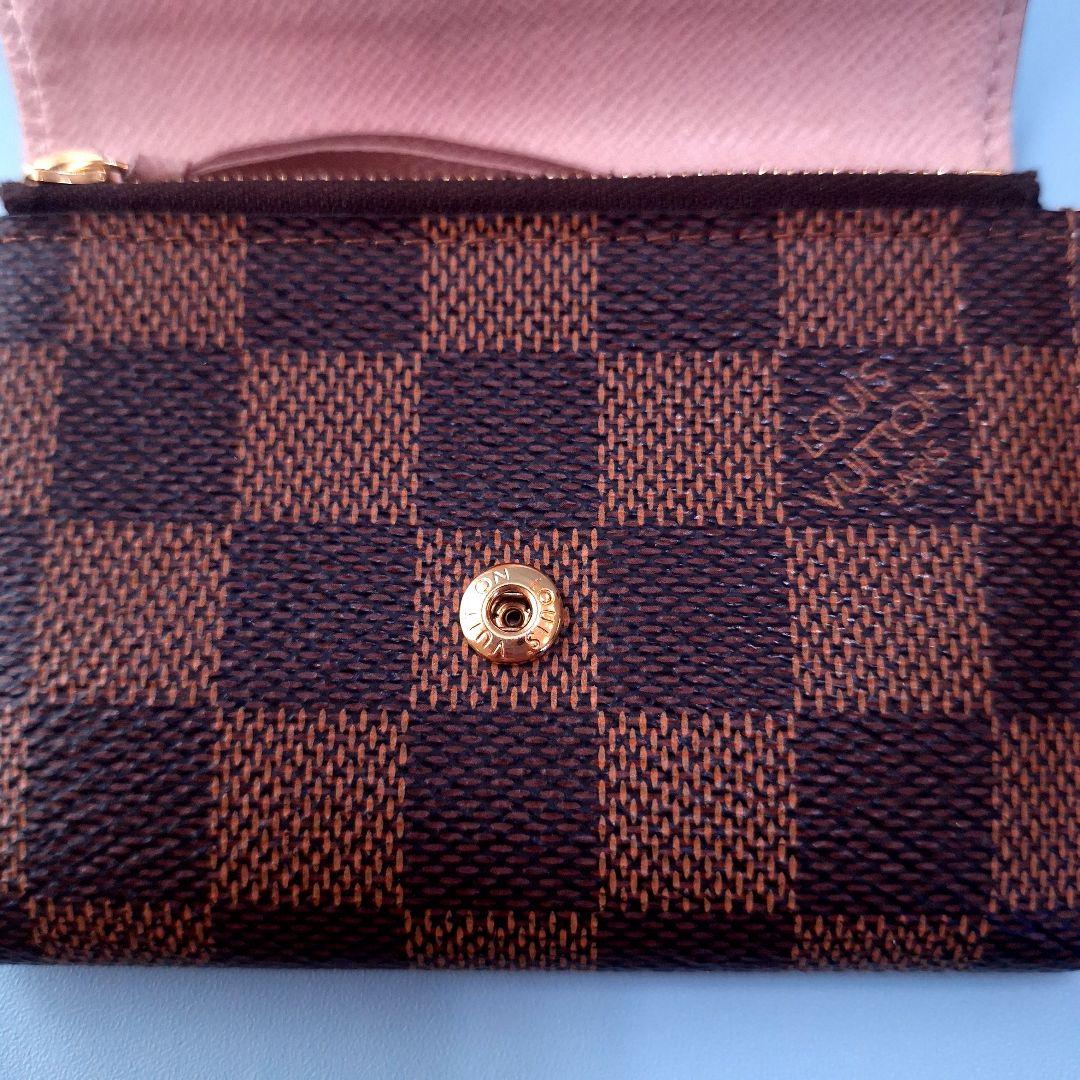ルイヴィトン ポルトモネロザリ ダミエ 折り財布 ローズバレリーヌ