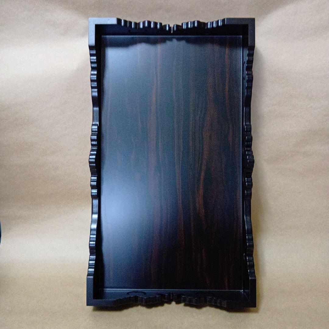 茶道具　黒丹唐木花台　雲柄