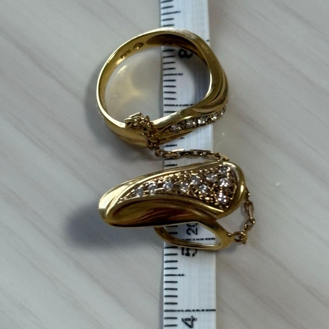 18金ダイヤモンド爪リンクセット