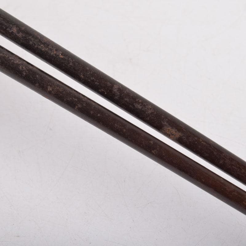 茶道具　金屋　金谷五郎三郎作　銅製　銀象嵌鶴頭火箸　共袋共箱　V　8571