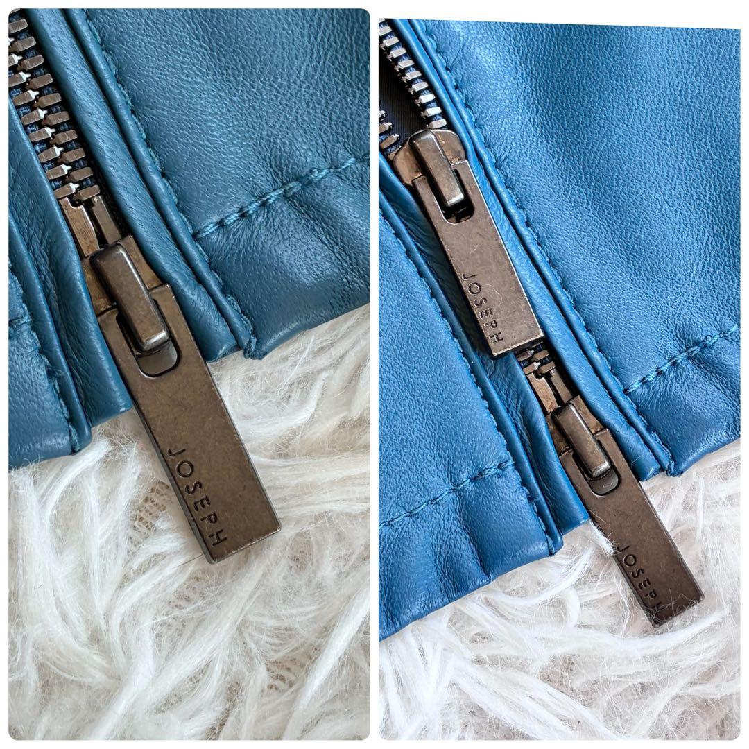 新品タグ付　ジョゼフオム　ライトラムナッパレザー ライダースジャケット 青色　L