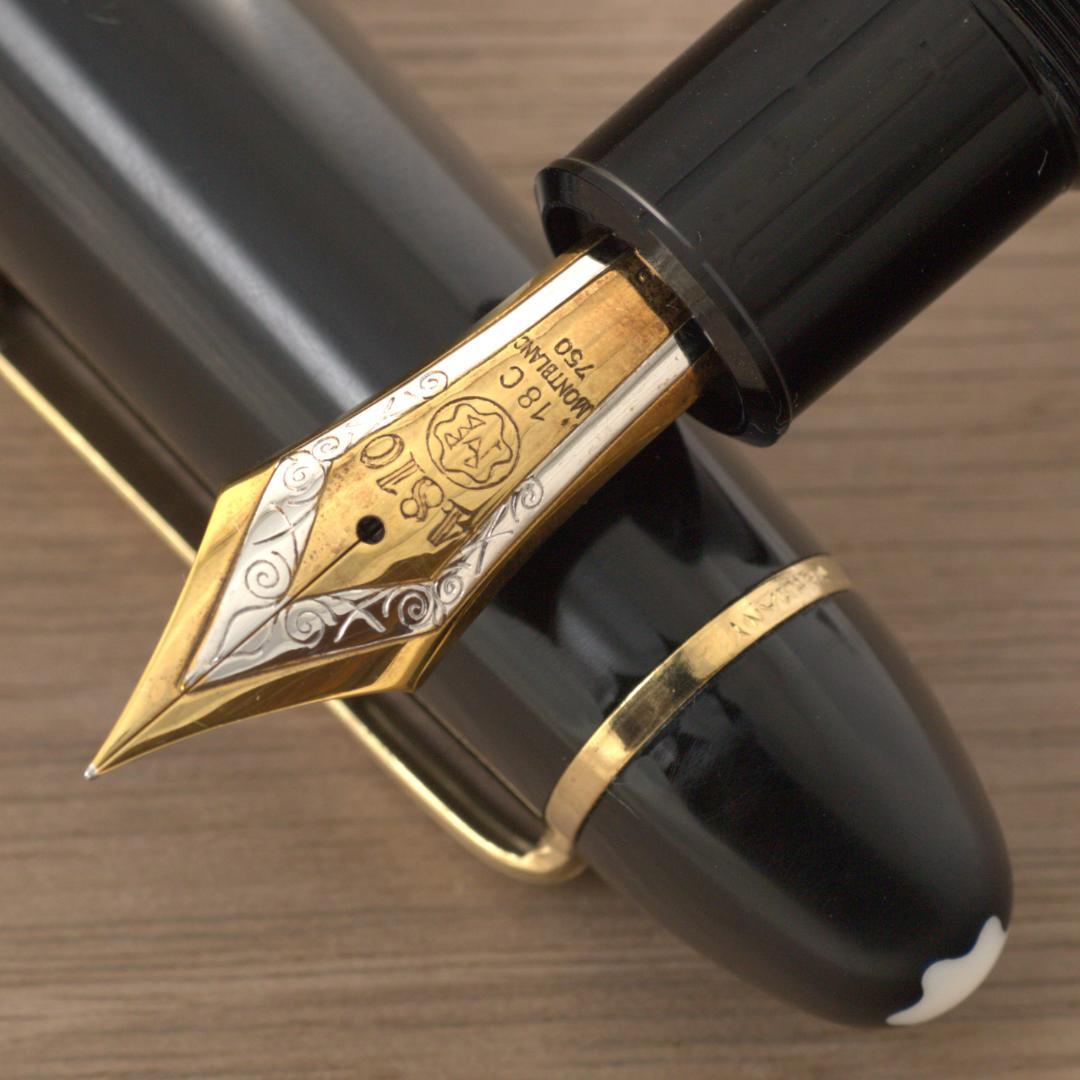 ★美品★　モンブラン　万年筆　149　18C　三帯　F　エボナイト芯　箱インク