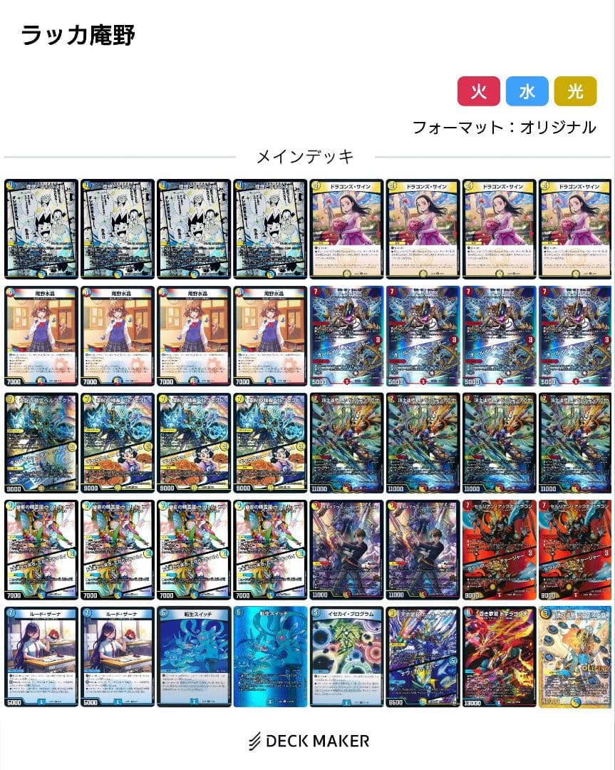 ラッカ庵野 ラッカゾージア 40枚 構築済みデッキ　3重スリーブ