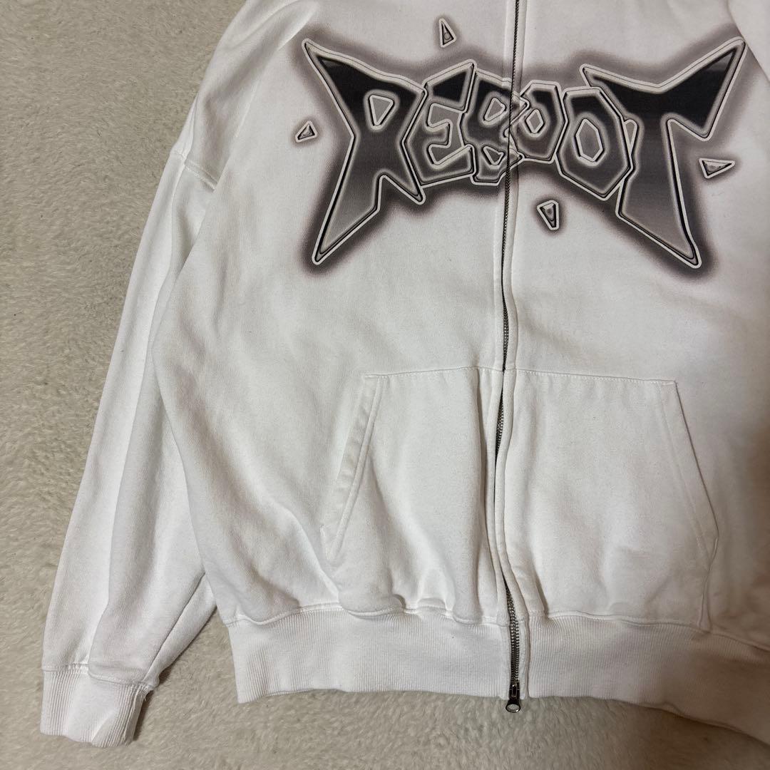 TREASURE REBOOT ホワイト ジップアップ フーディ パーカー M