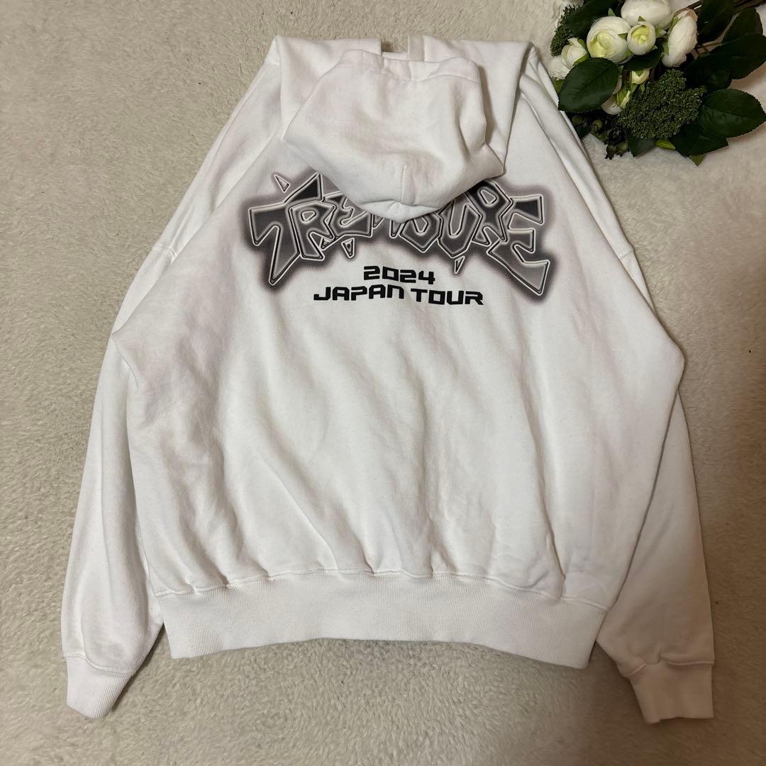 TREASURE REBOOT ホワイト ジップアップ フーディ パーカー M