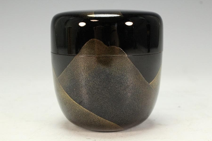 茶道具 遠山蒔絵 内縁 雲錦蒔絵 大棗 山下泰園作 共箱 美品(K-LC704)