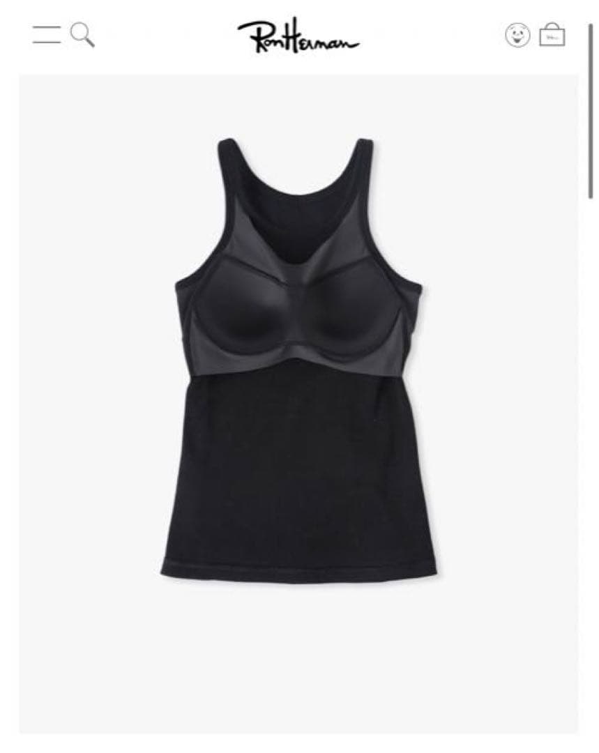 ロンハーマン別注　カップイン アメリカンスリーブ タンクトップ（ブラック）