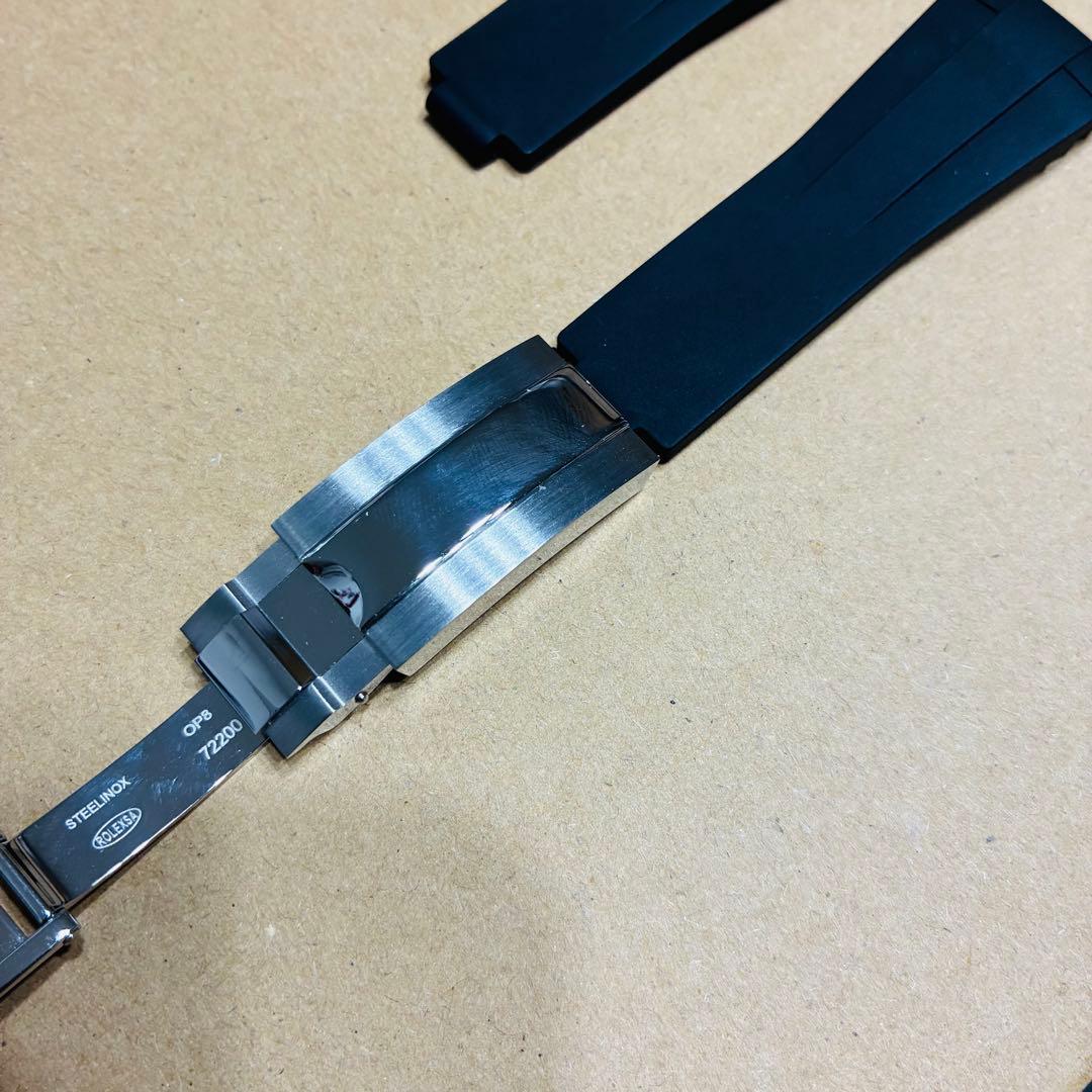 22mm ロレックス用 互換ラバーベルト ステンレスバックル付き