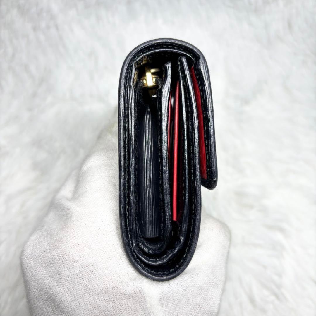 marine♡　三つ折り財布 ヴィッテロムーブ バイカラー 金ロゴ 赤 黒