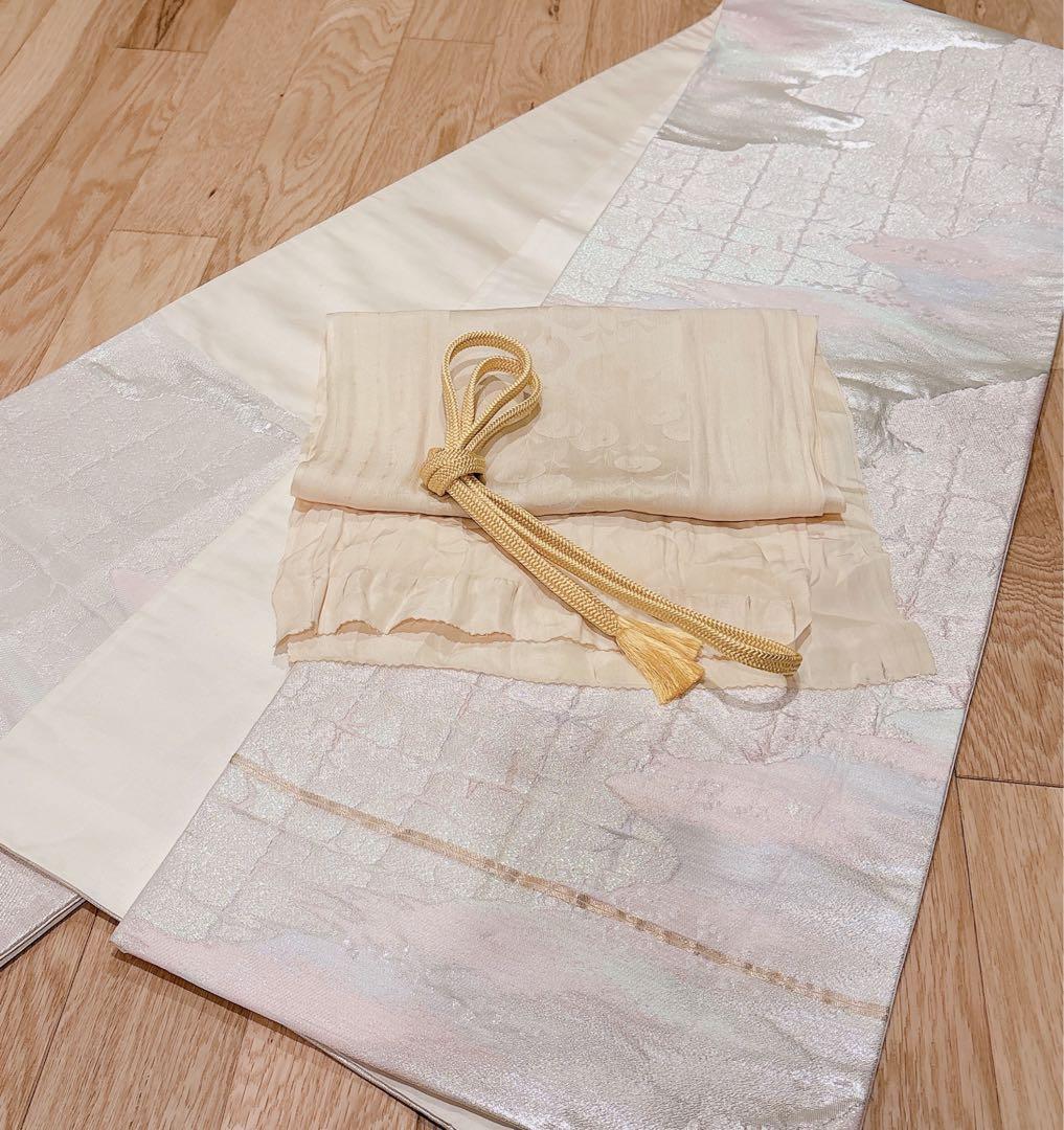 難有　正絹　訪問着　フルセット　裄66 67 L M 卒業式　入学式　袋帯