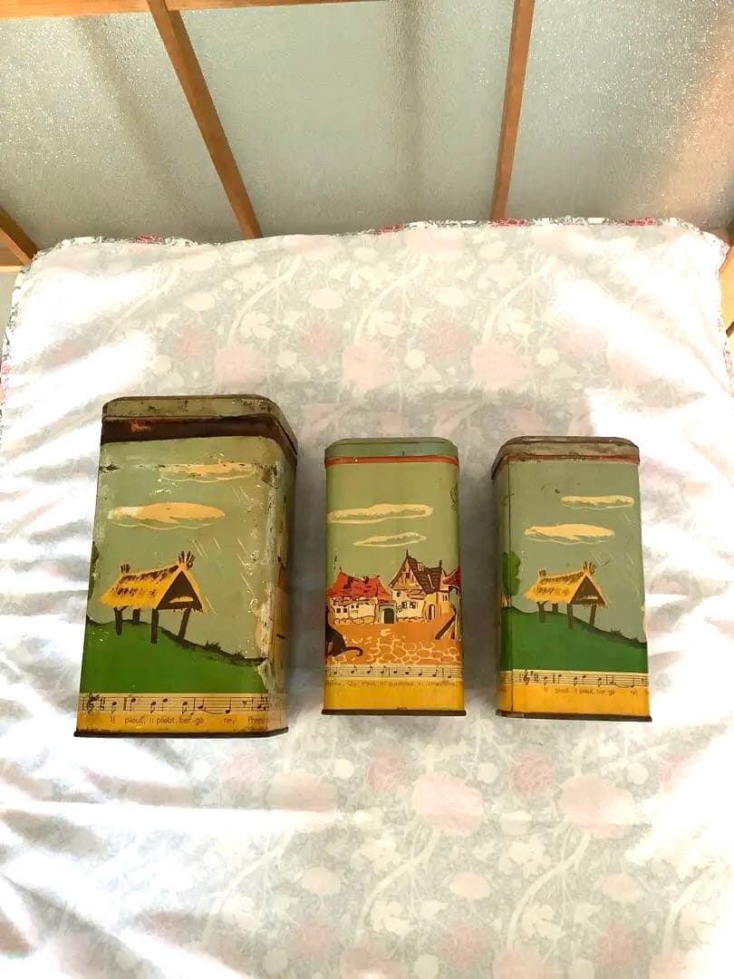 フランス　アンティーク　TIN ティン缶　キャニスターセット　elesca