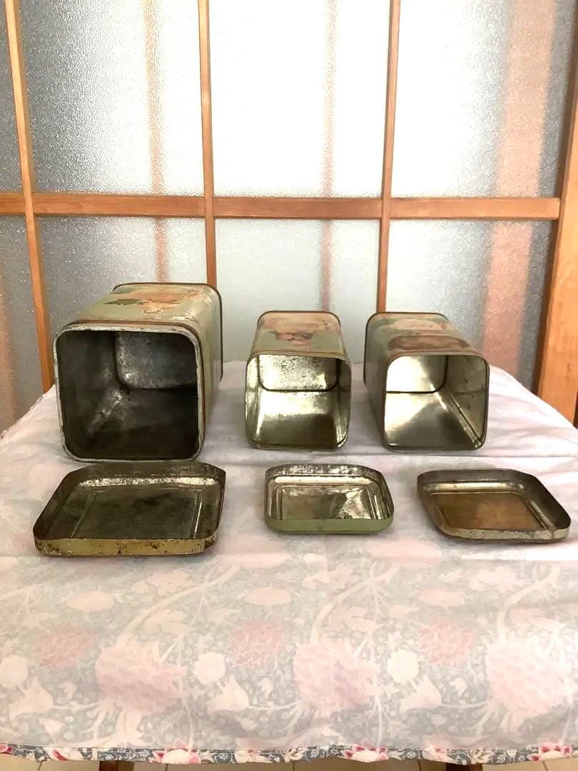 フランス　アンティーク　TIN ティン缶　キャニスターセット　elesca