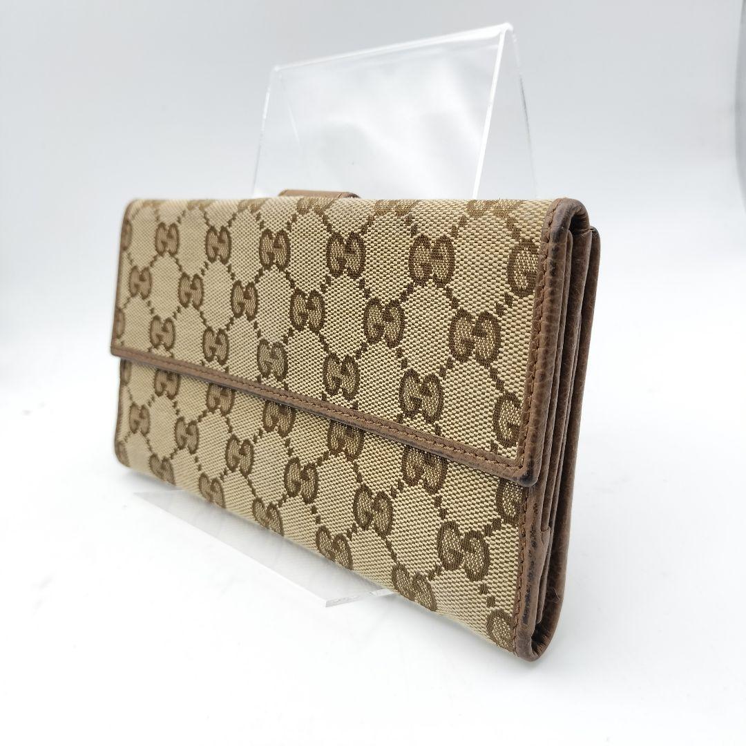 グッチ　長財布　財布　ウォレット　GGキャンバス　ブラウン